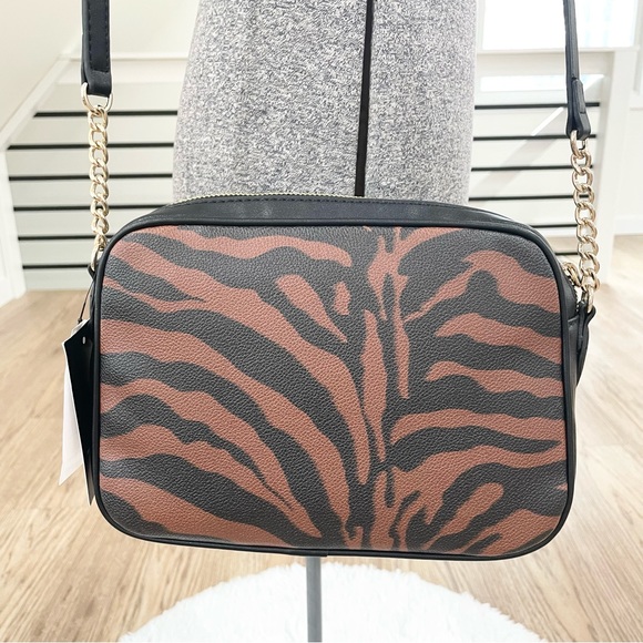 NWT Nine West black tan and gold tiger print Crossbody bag - Picture 5 of 5
